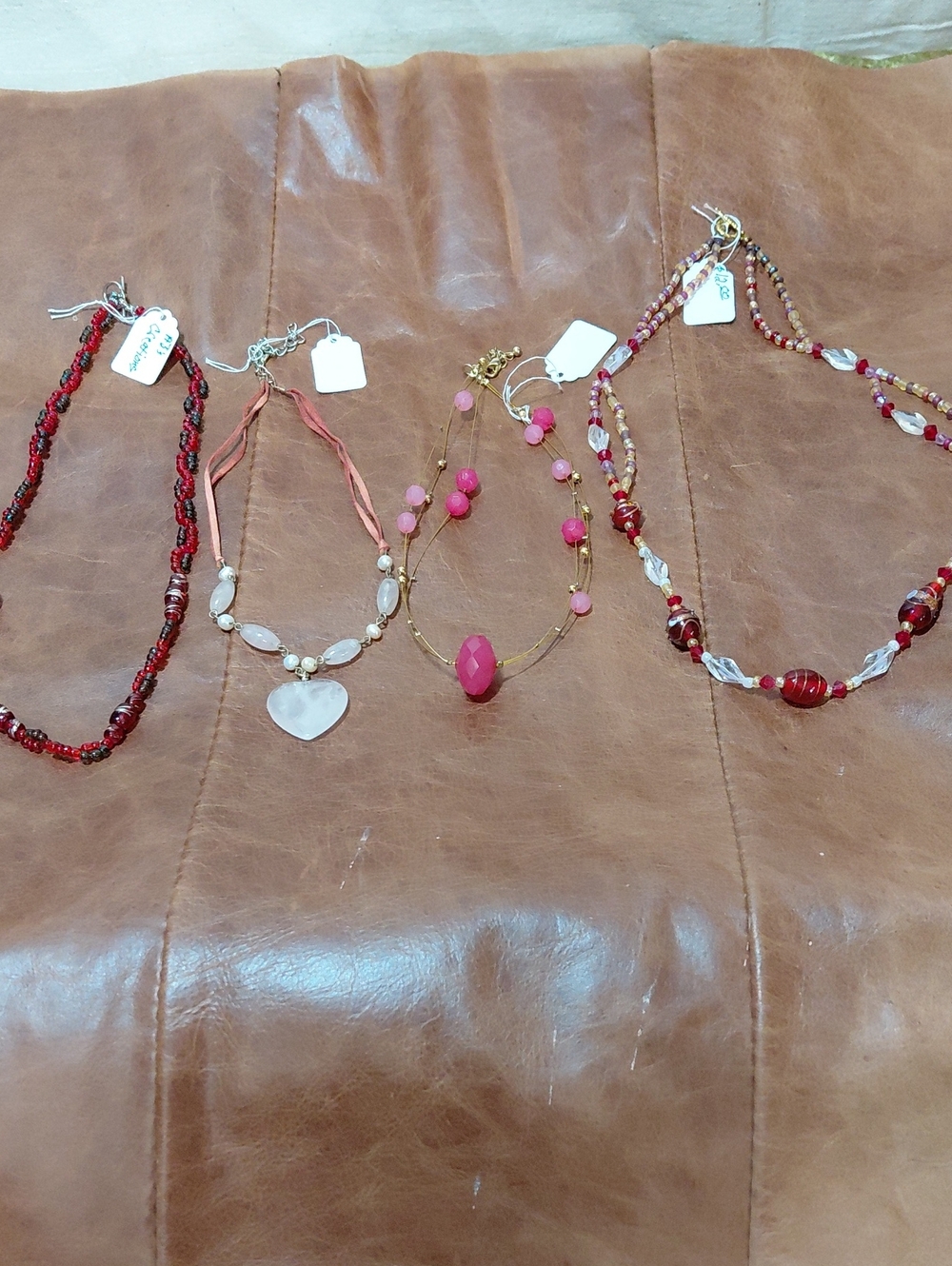 Women’s Pink And Red Beaded Gemstone Necklaces